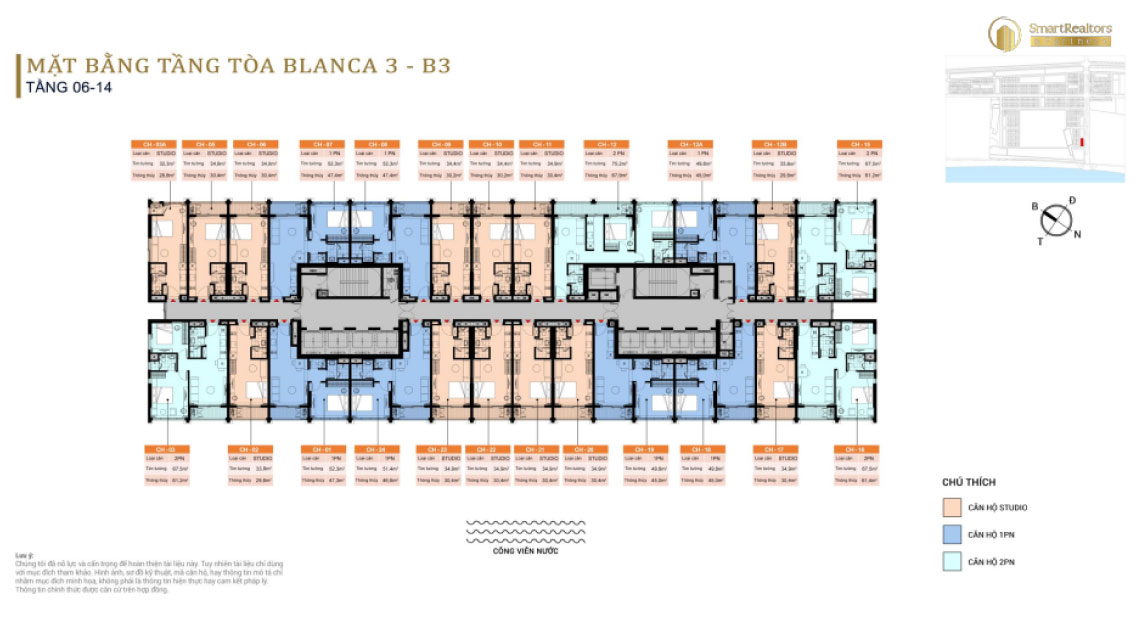 Mặt bằng tầng toà Blanca 3 - B3